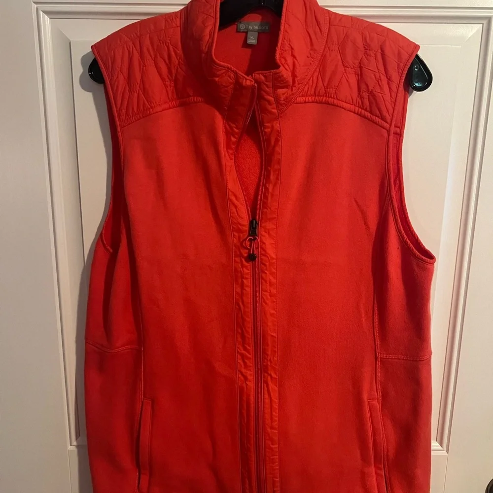 Talbots Orange Quilted Vest Lightweight Stand-Up Collar - Picture 8 of 13